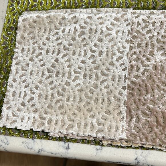 Jim Thompson KHAO ROM  Flocked Geometric Upholstery Fabric Sample 36x26 in - Picture 8 of 16